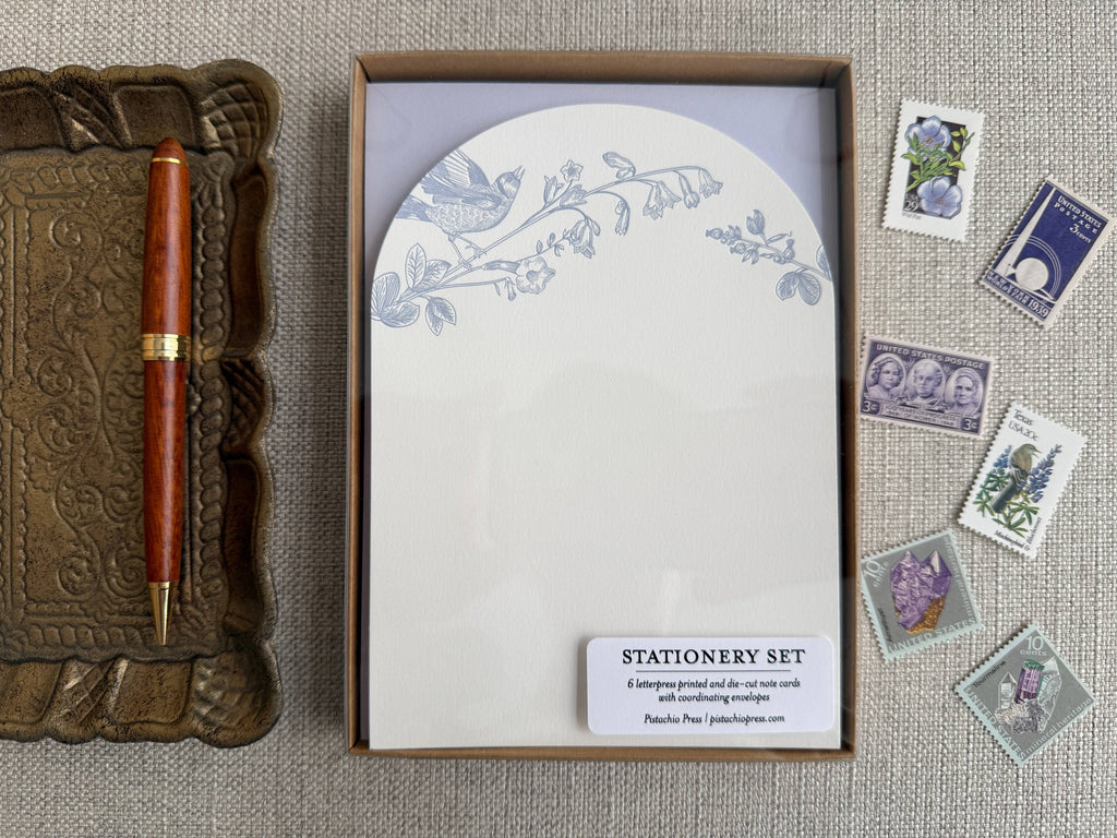 Bird Stationery Set, lilac