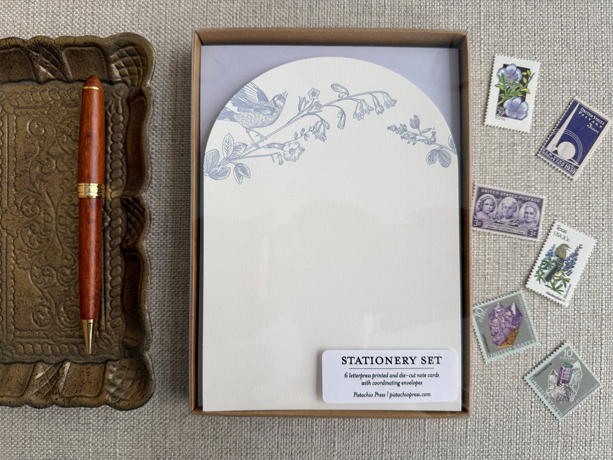 Bird Stationery Set, lilac