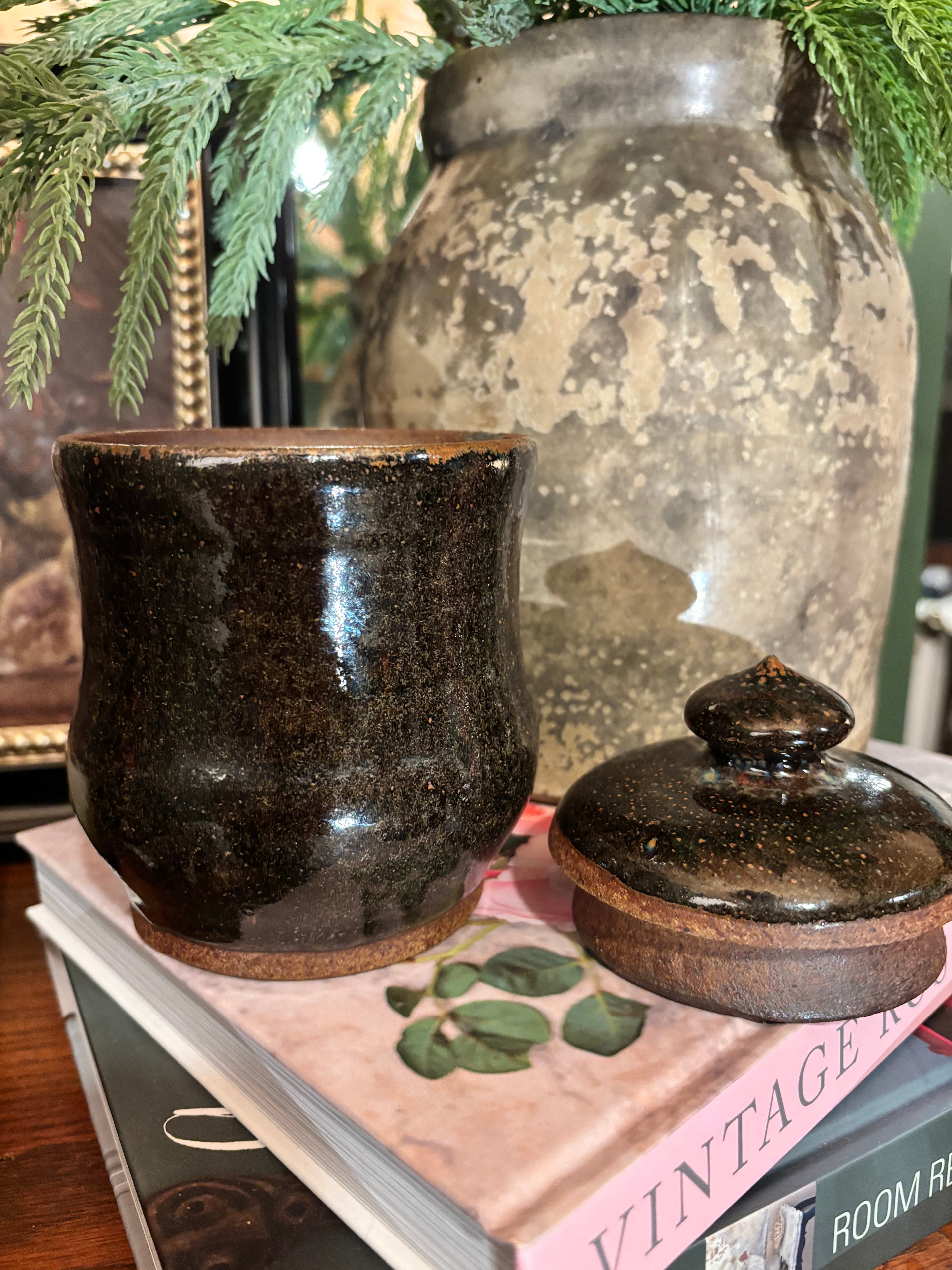 Hand Made Lidded Stoneware Crock