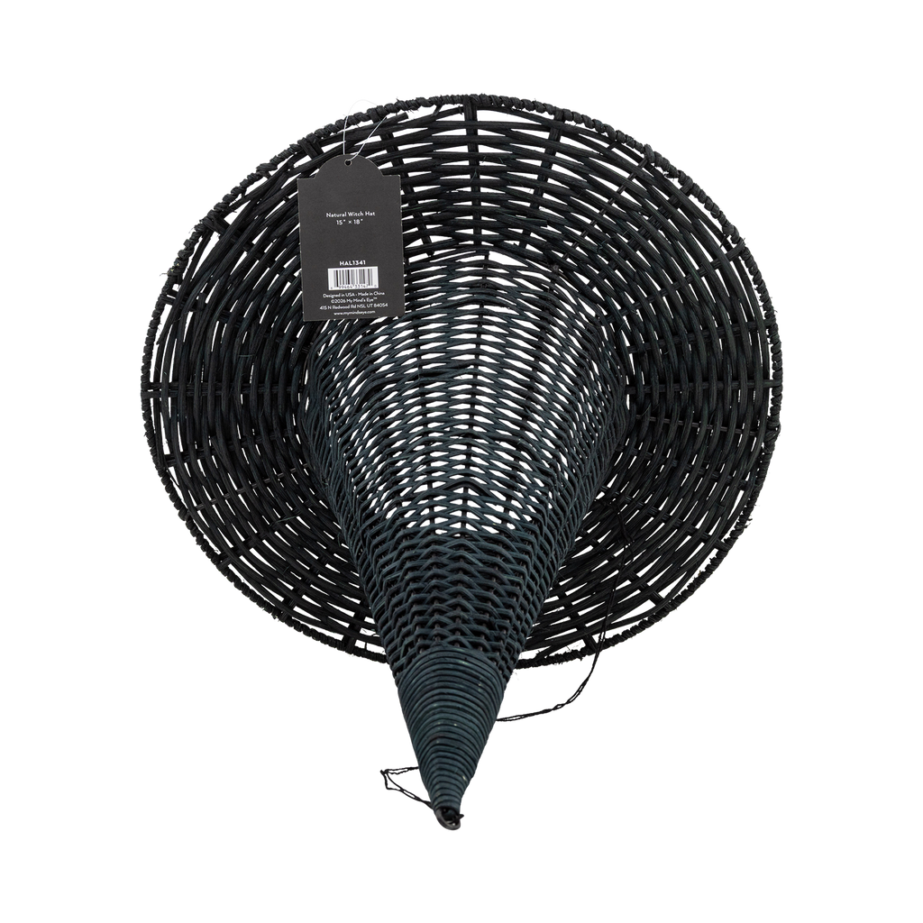 Natural Rattan Witch Hat - 18"