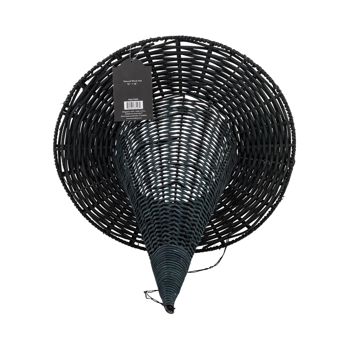 Natural Rattan Witch Hat - 18"