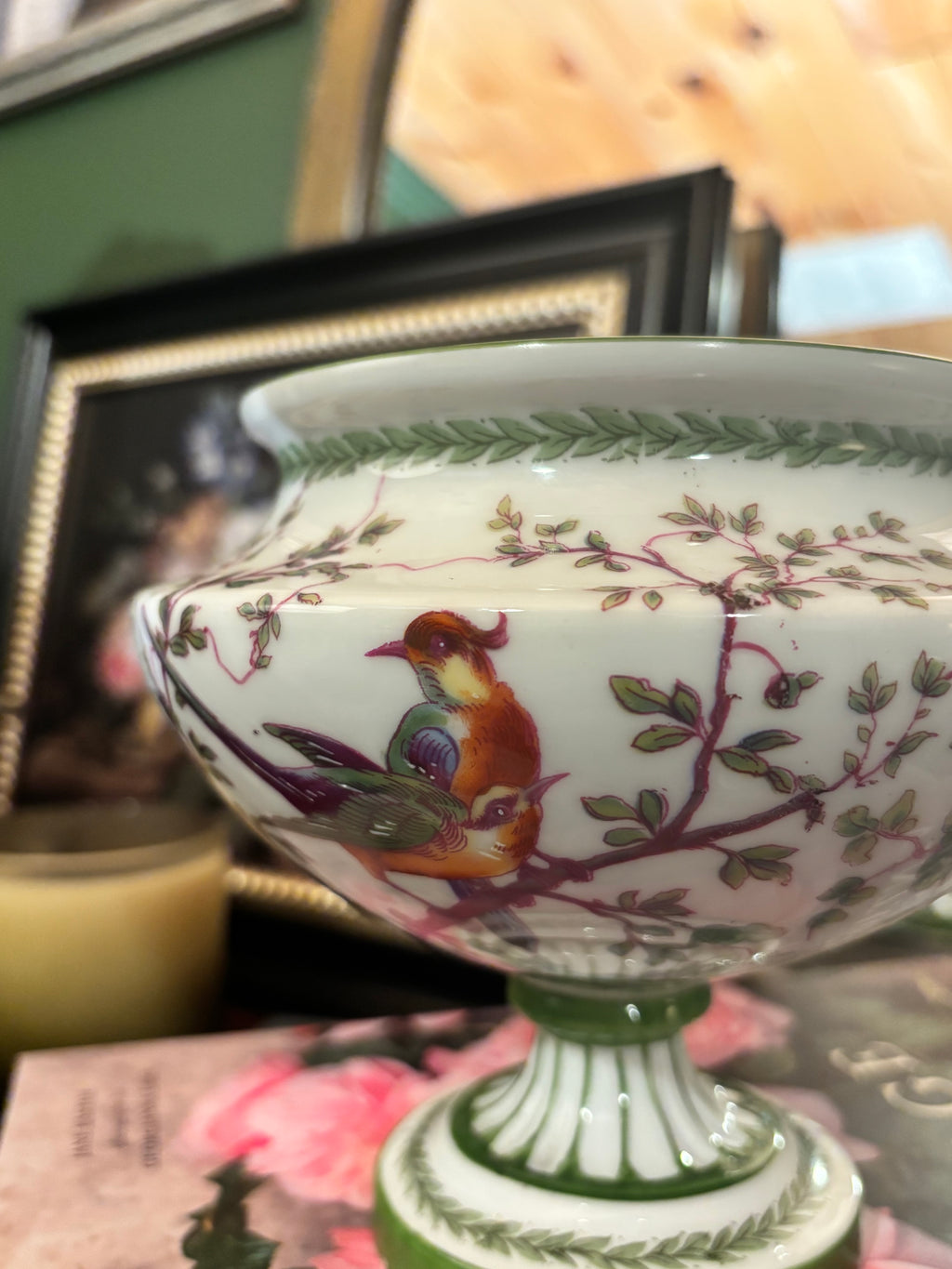 Victoria Austria Exotic Birds Porcelain Compote Bowl