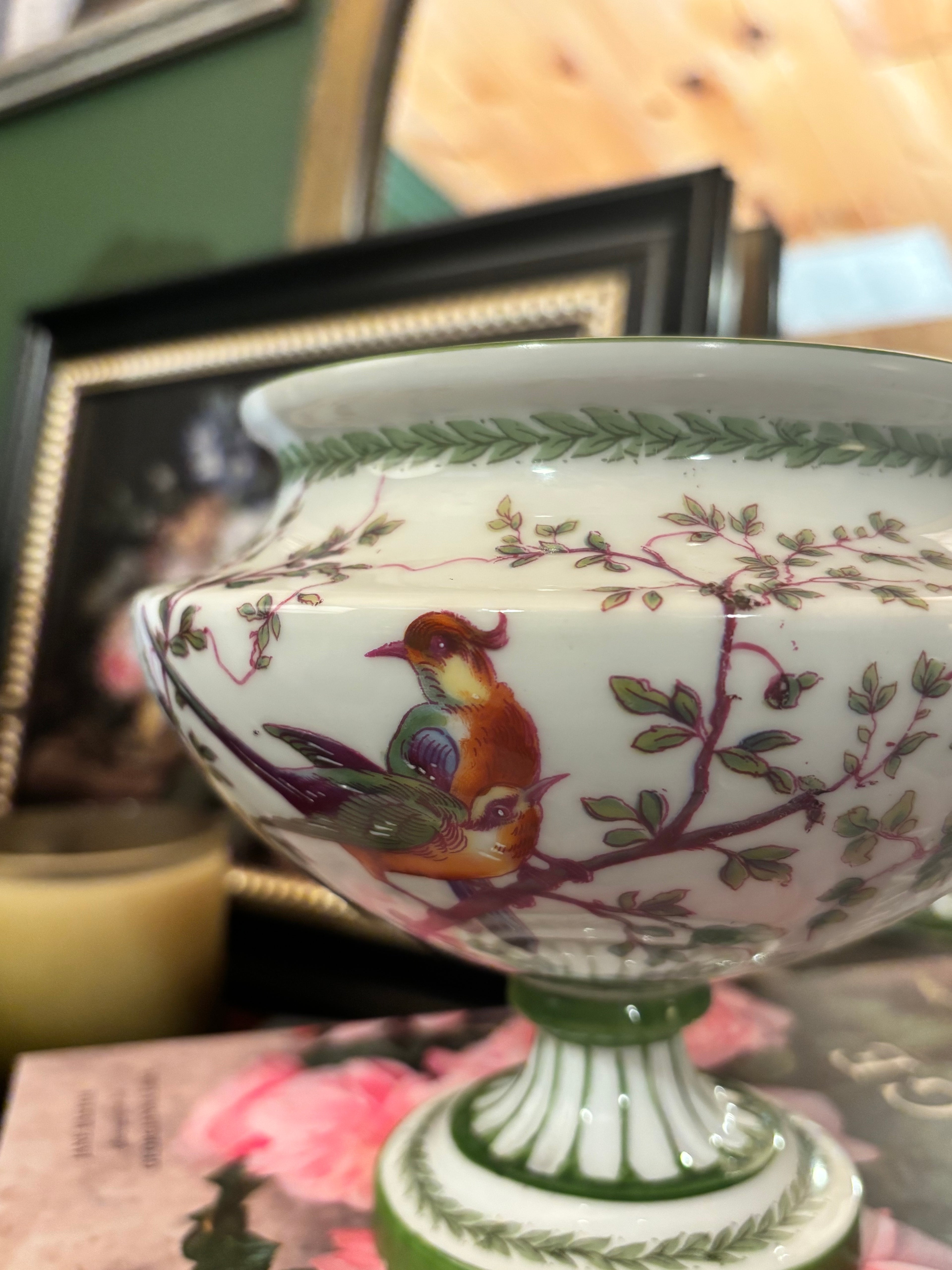 Victoria Austria Exotic Birds Porcelain Compote Bowl