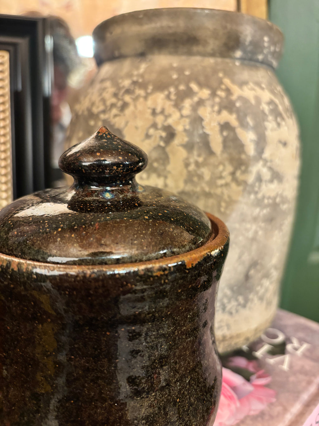 Hand Made Lidded Stoneware Crock