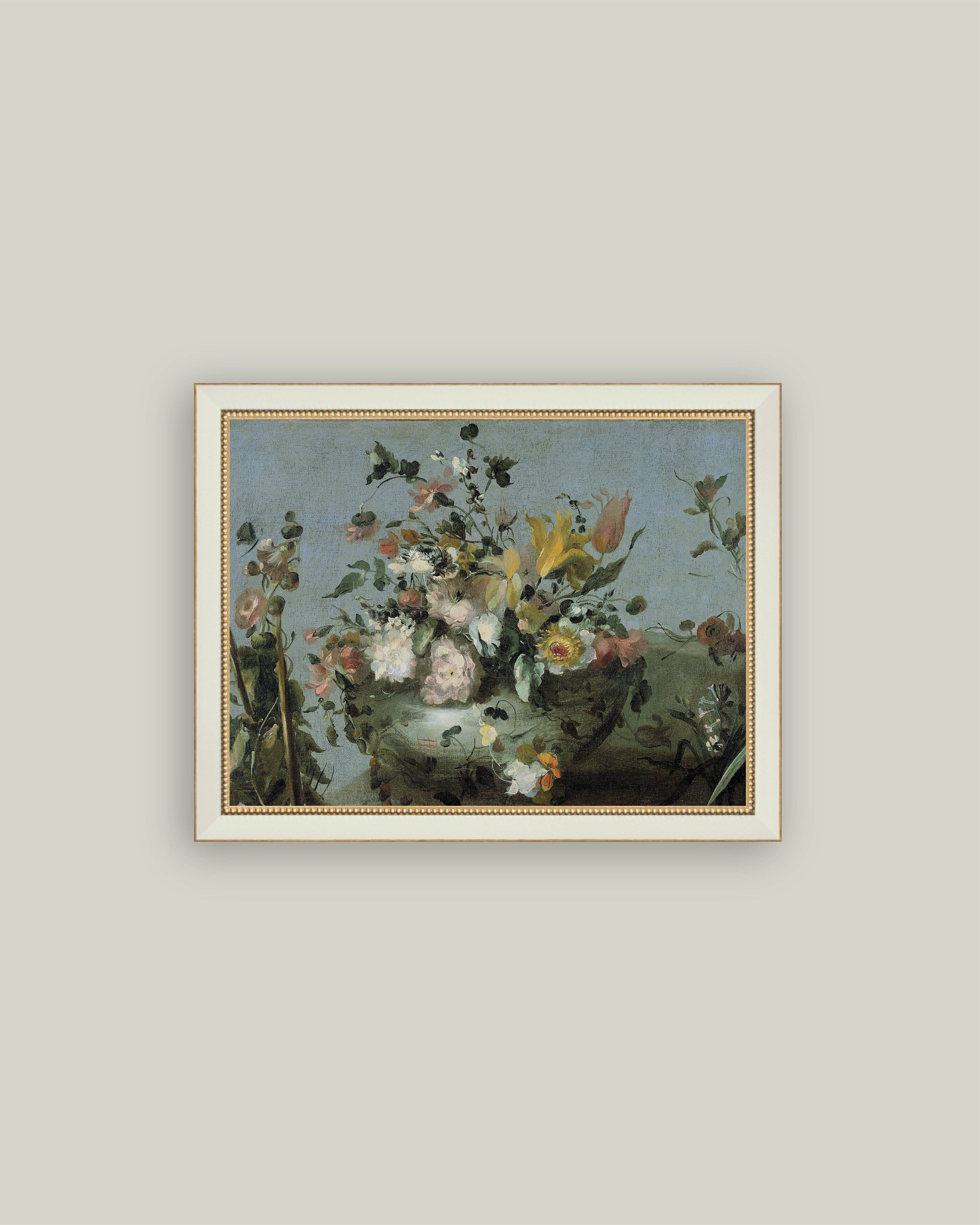 Blue Still Life with Flowers
