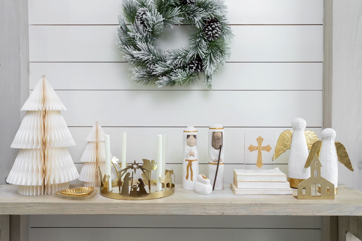 Hand-Painted Paper Mache Gold Angel Sitters