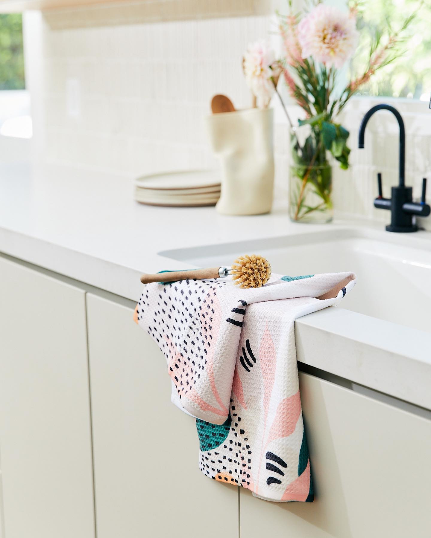 Be Merry Plaid Geometry Tea Towel