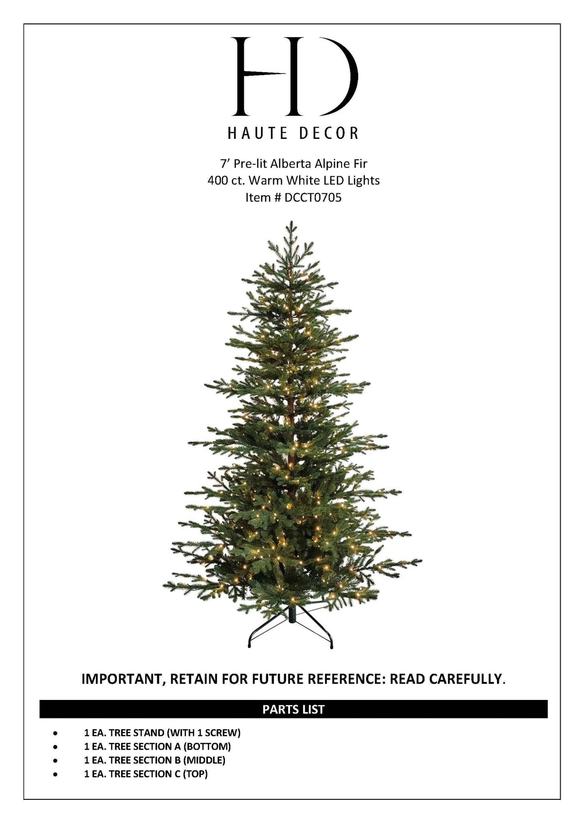 7 Foot Prelit Alberta Alpine Fir Christmas Tree