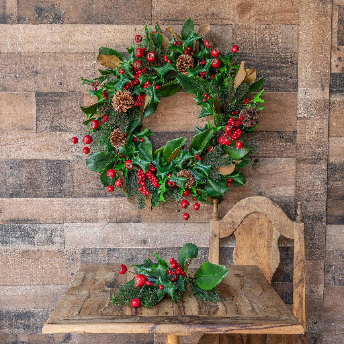 Magnolia & Red Berry Pick - 17 Inch