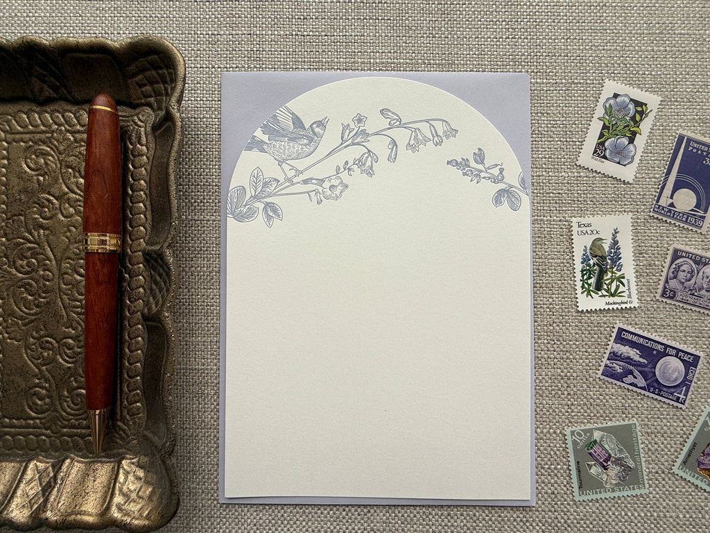 Bird Stationery Set, lilac