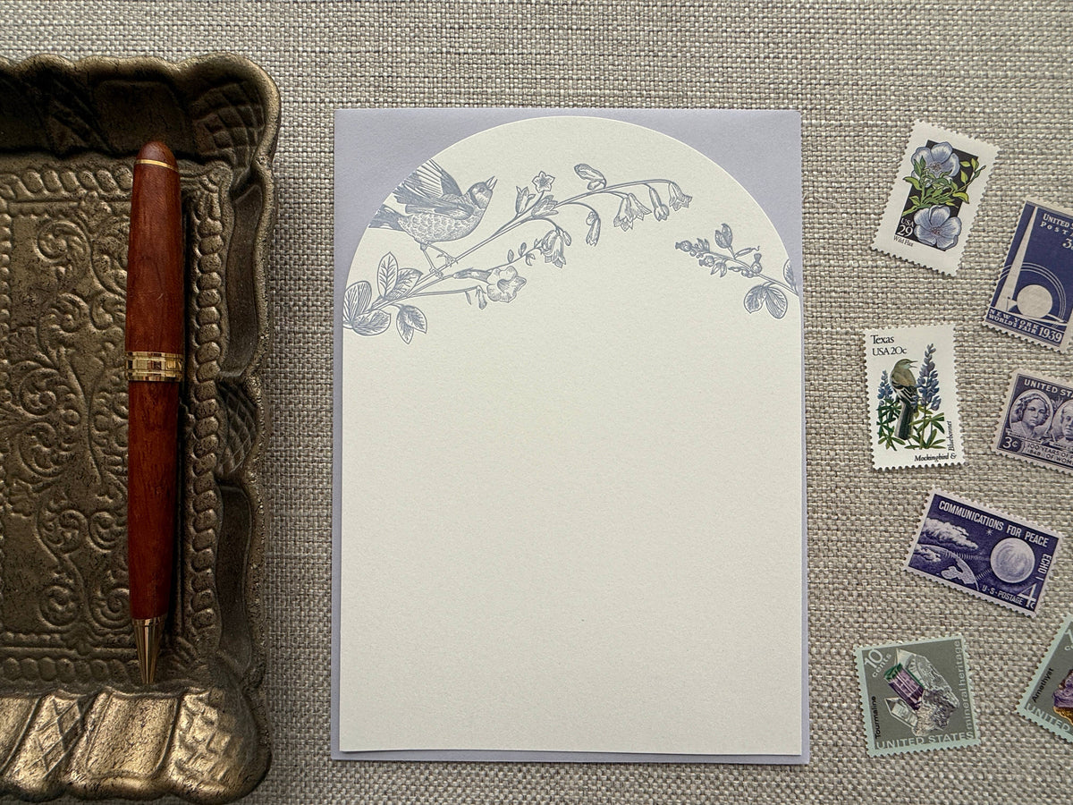 Bird Stationery Set, lilac