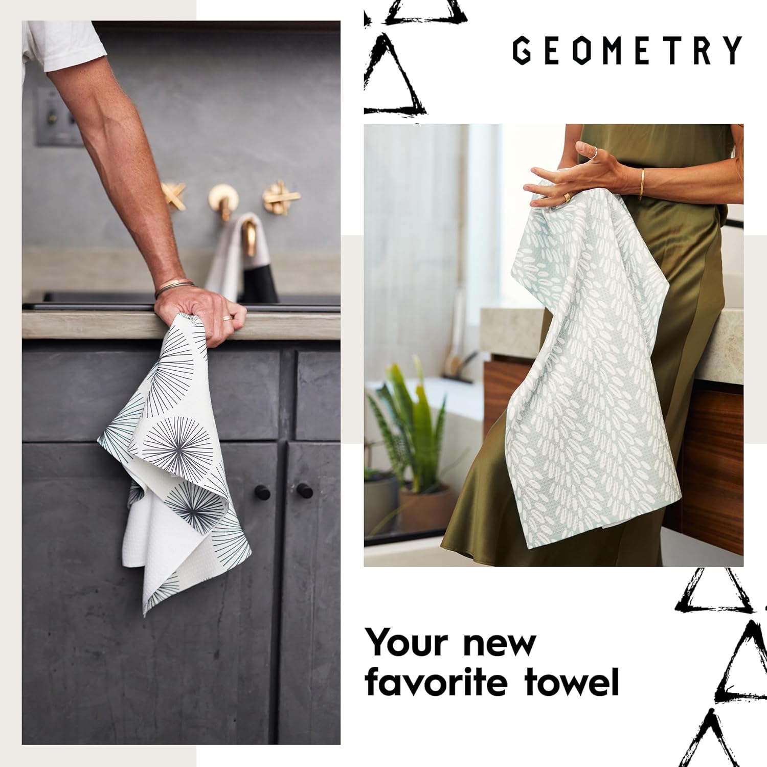Jingle Bells Geometry Tea Towel
