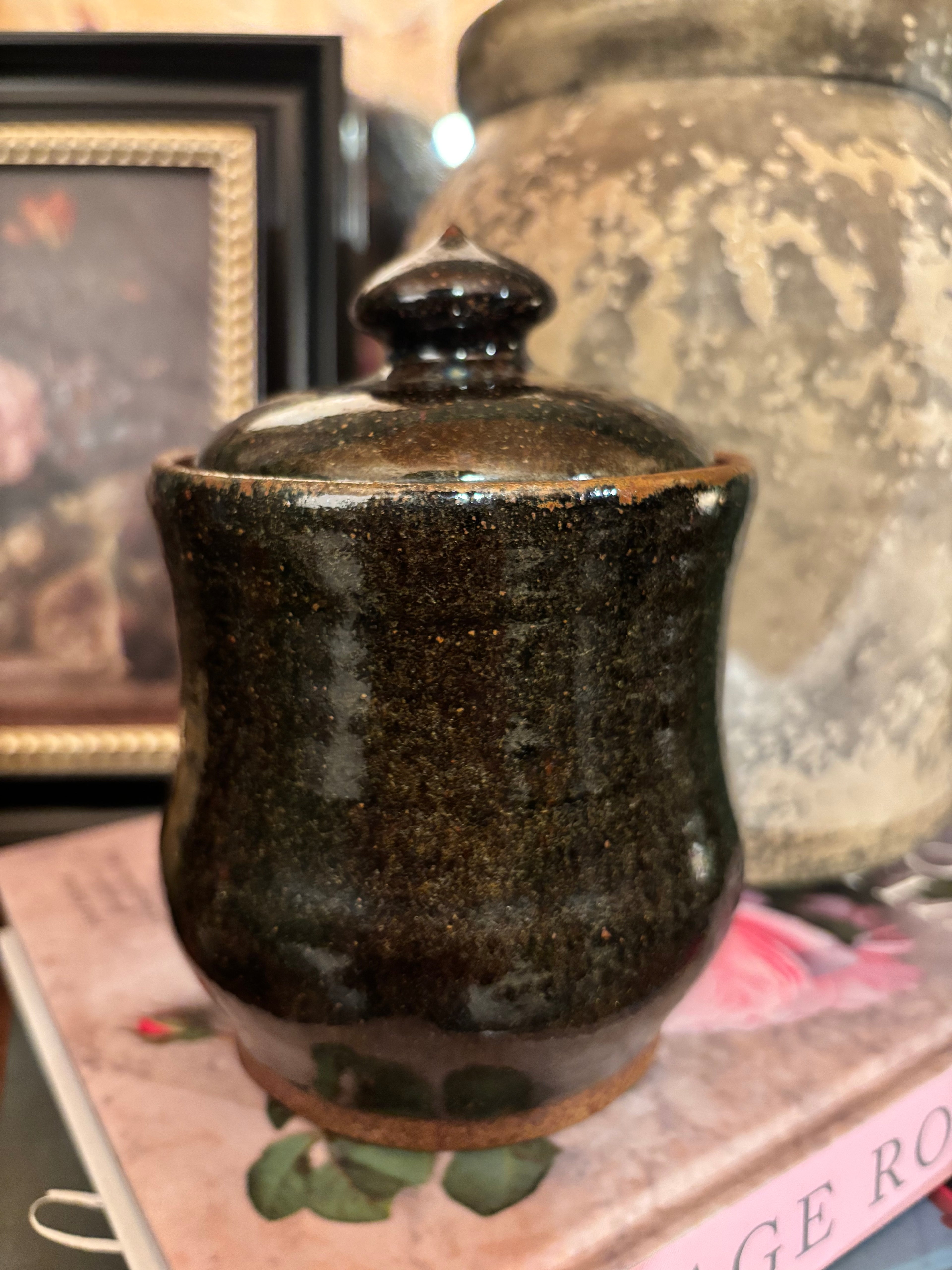 Hand Made Lidded Stoneware Crock