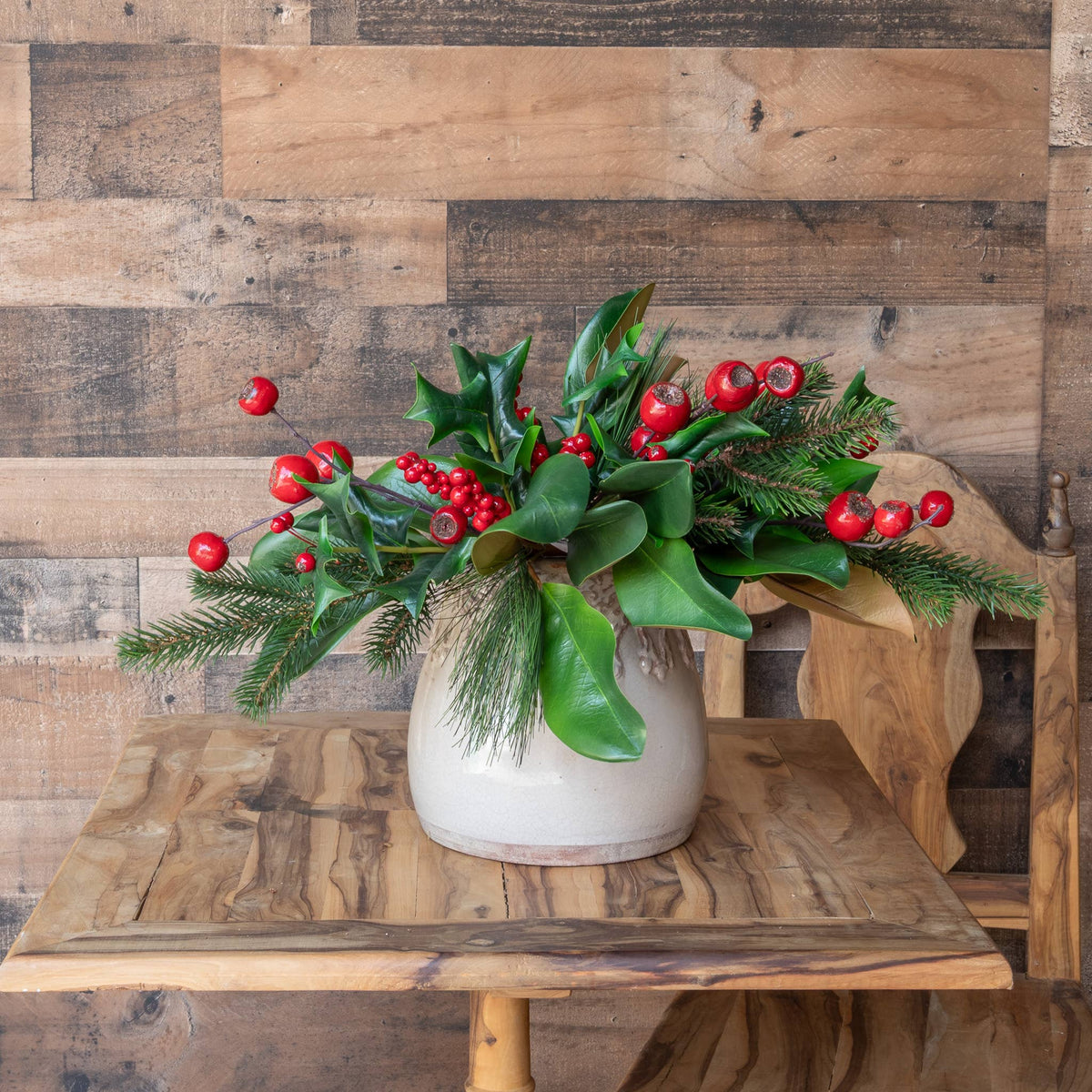 Magnolia & Red Berry Pick - 17 Inch