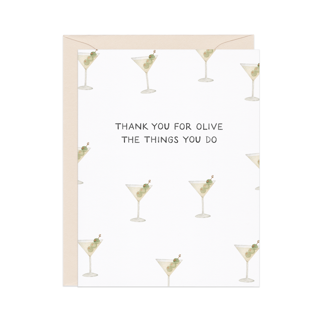 Olive The Things Martini — Cocktail Pun Thanks Card