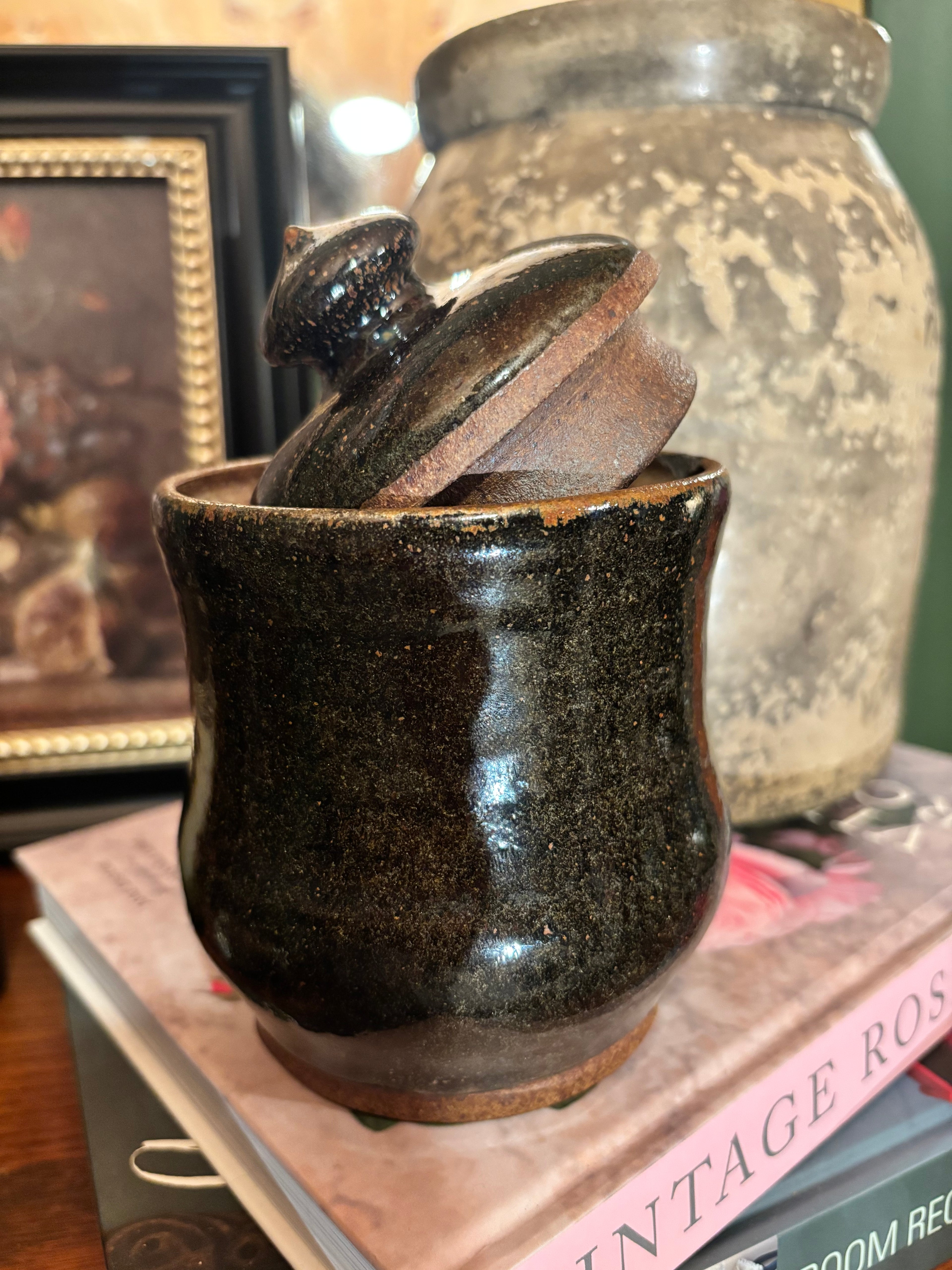 Hand Made Lidded Stoneware Crock