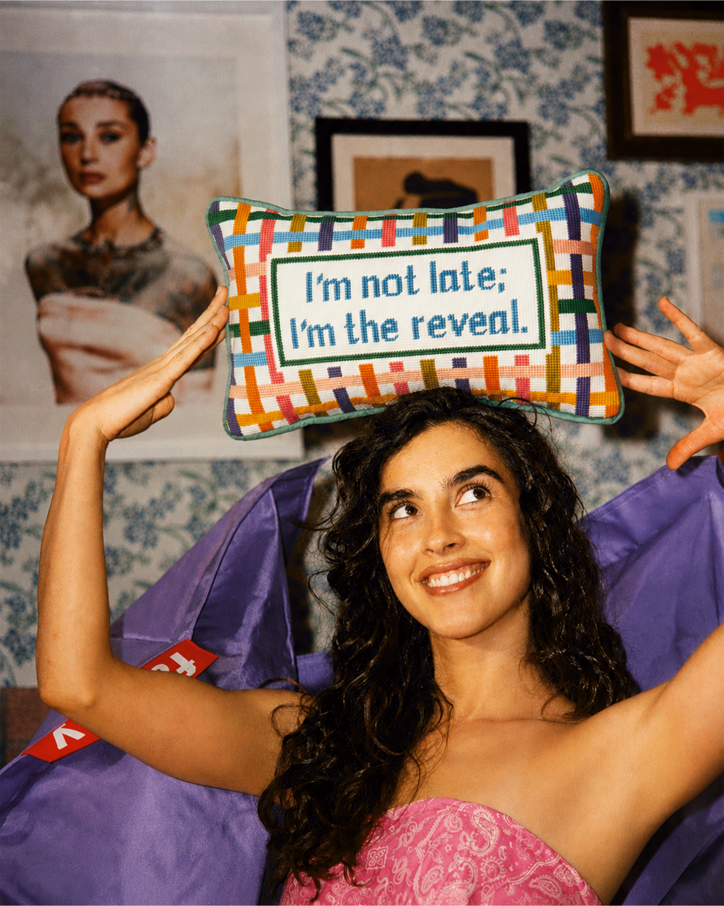 I'm The Reveal Needlepoint Pillow