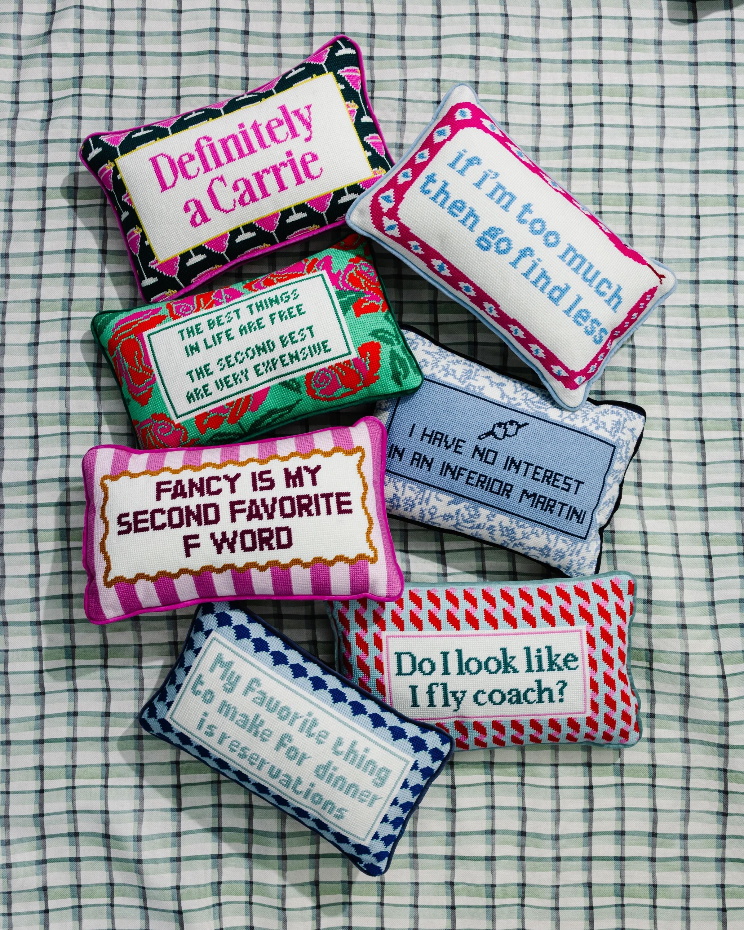 Go Find Less Needlepoint Pillow