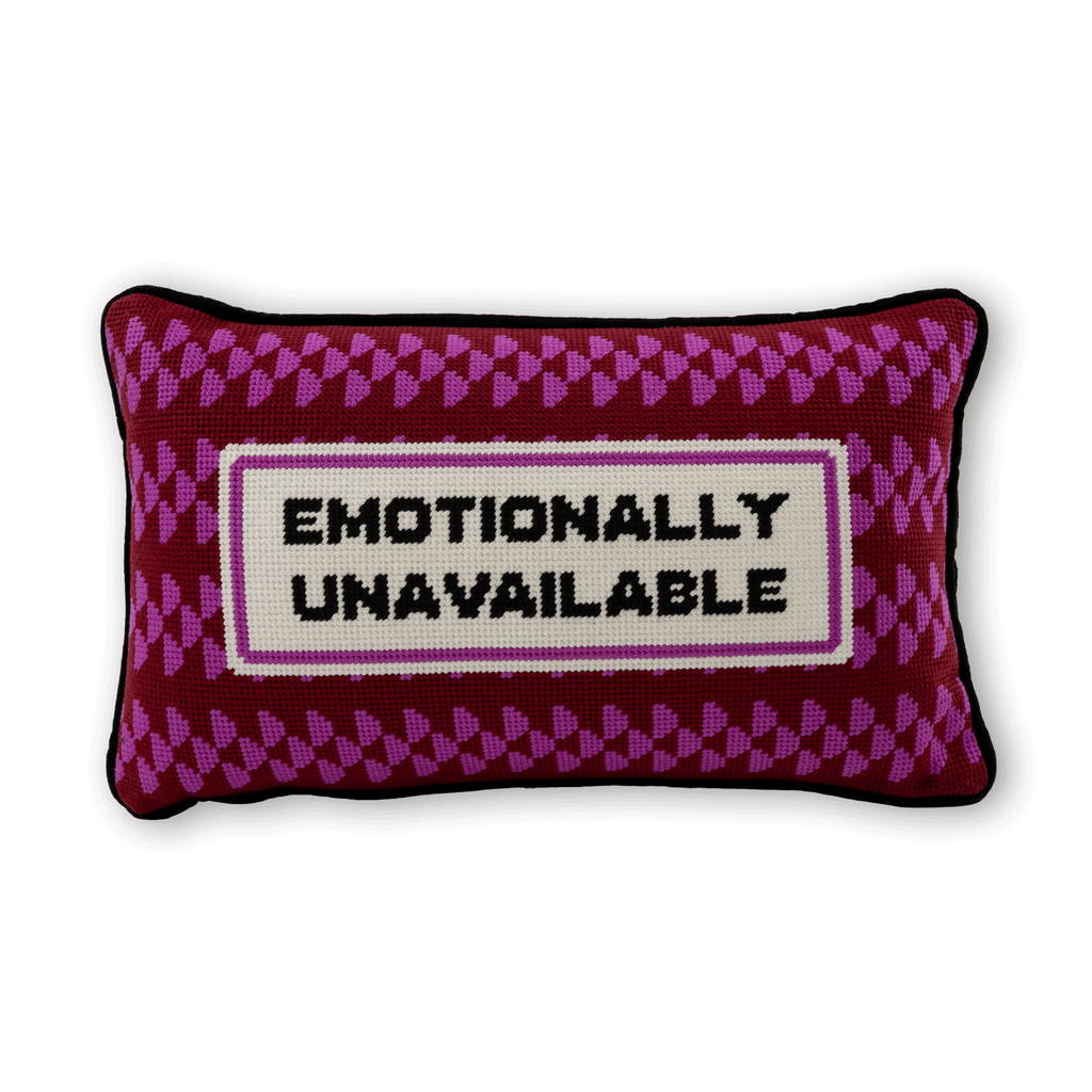 Emotionally Unavailable Needlepoint Pillow