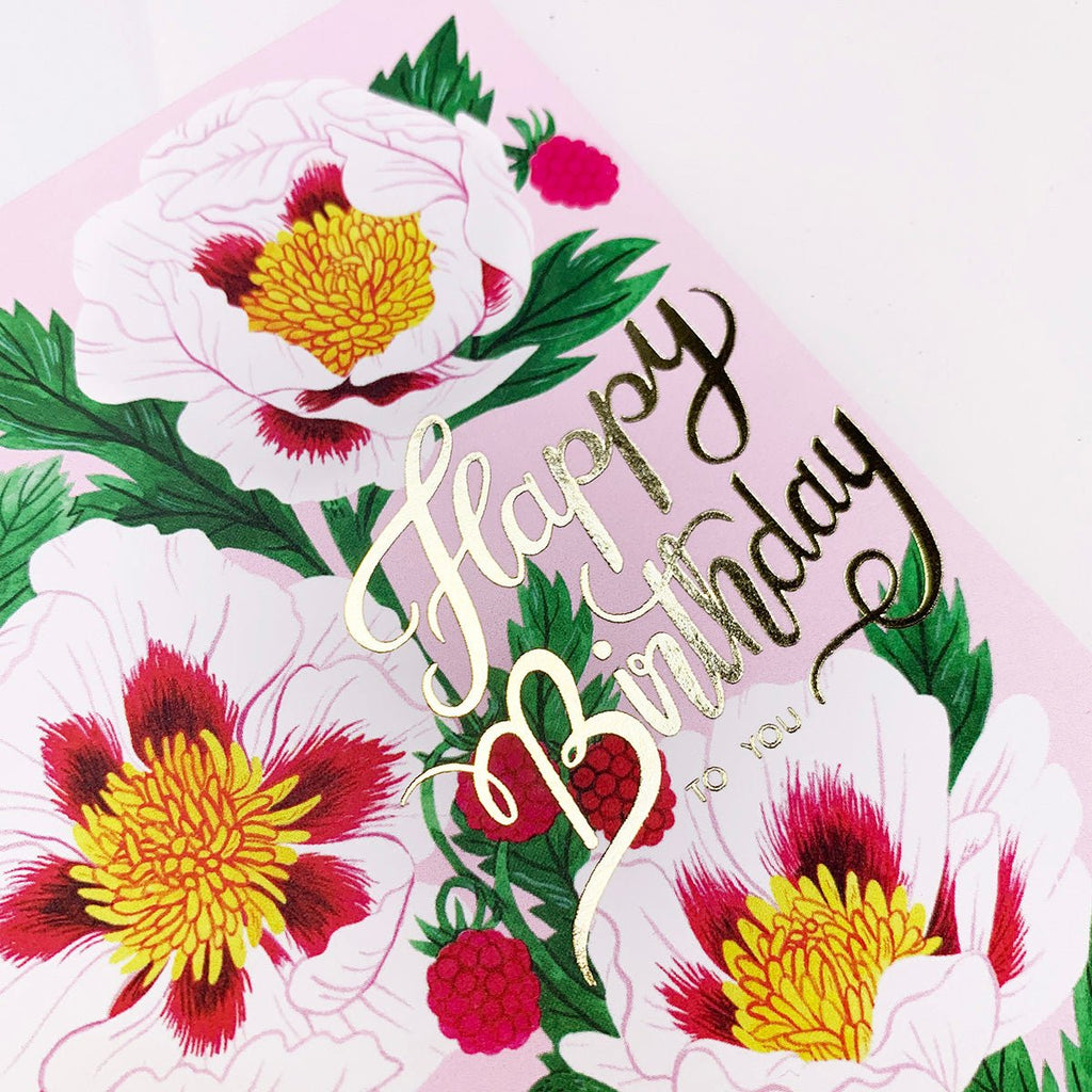 WHITE POPPY Birthday Card