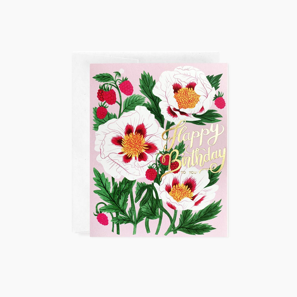 WHITE POPPY Birthday Card