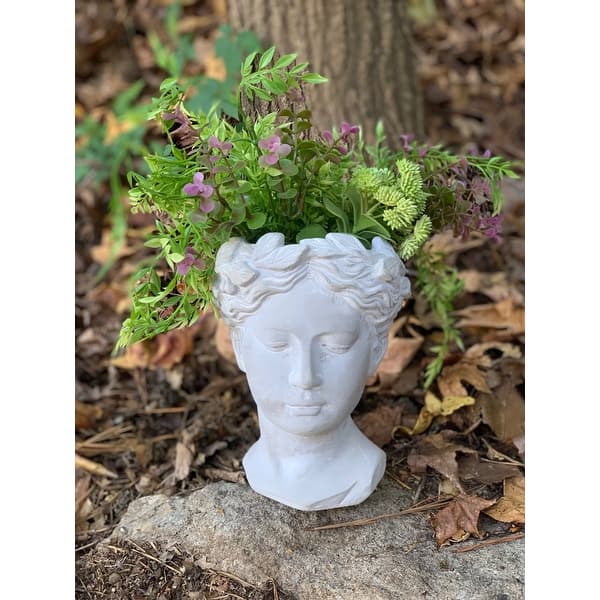 Greek goddess cement head planter ￼