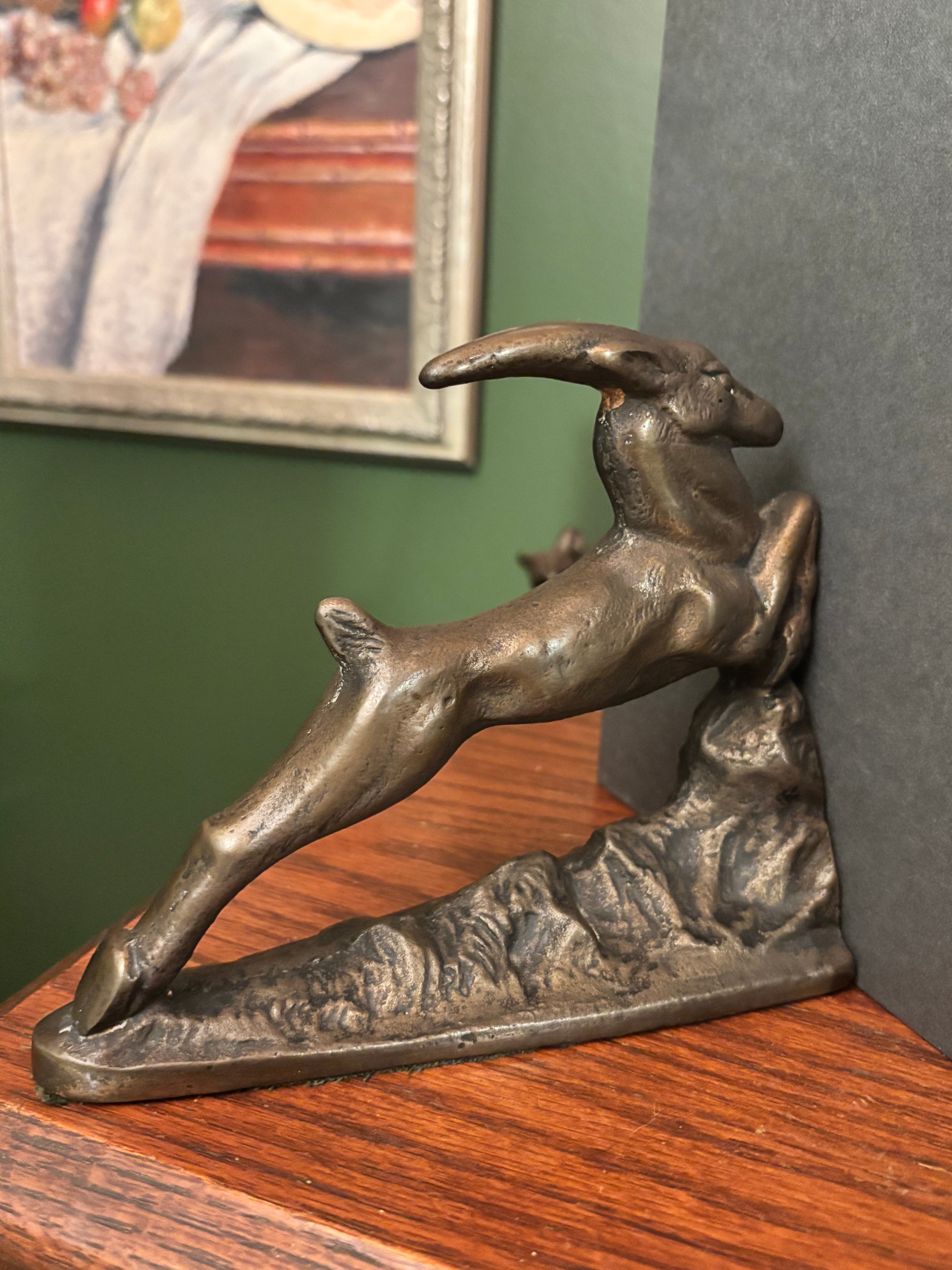 Leaping gazelle full-form heavy bookends
