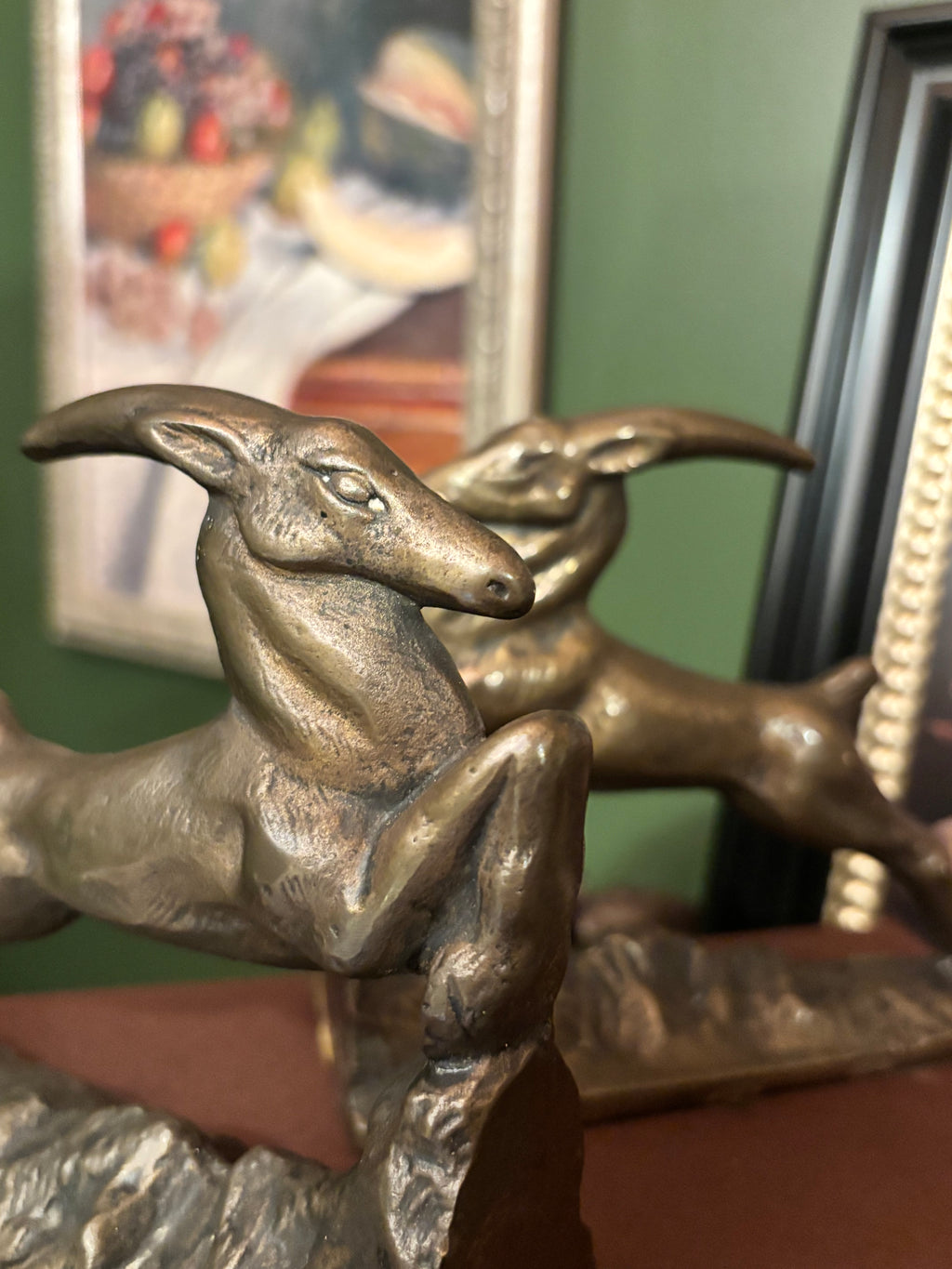 Leaping gazelle full-form heavy bookends