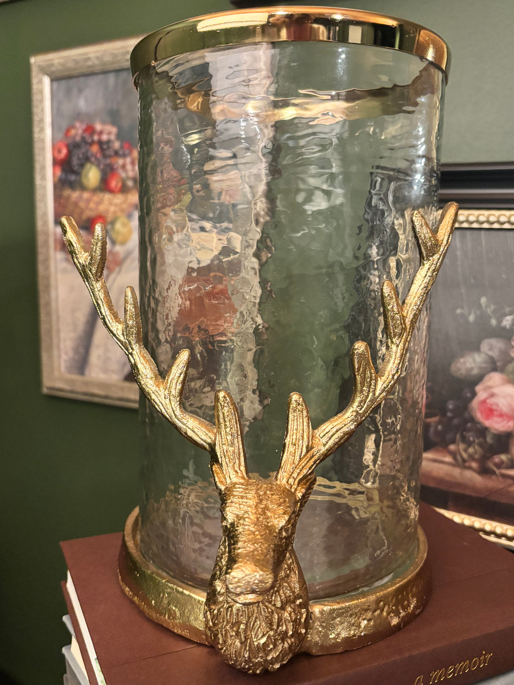 Golden stag hurricane/vase