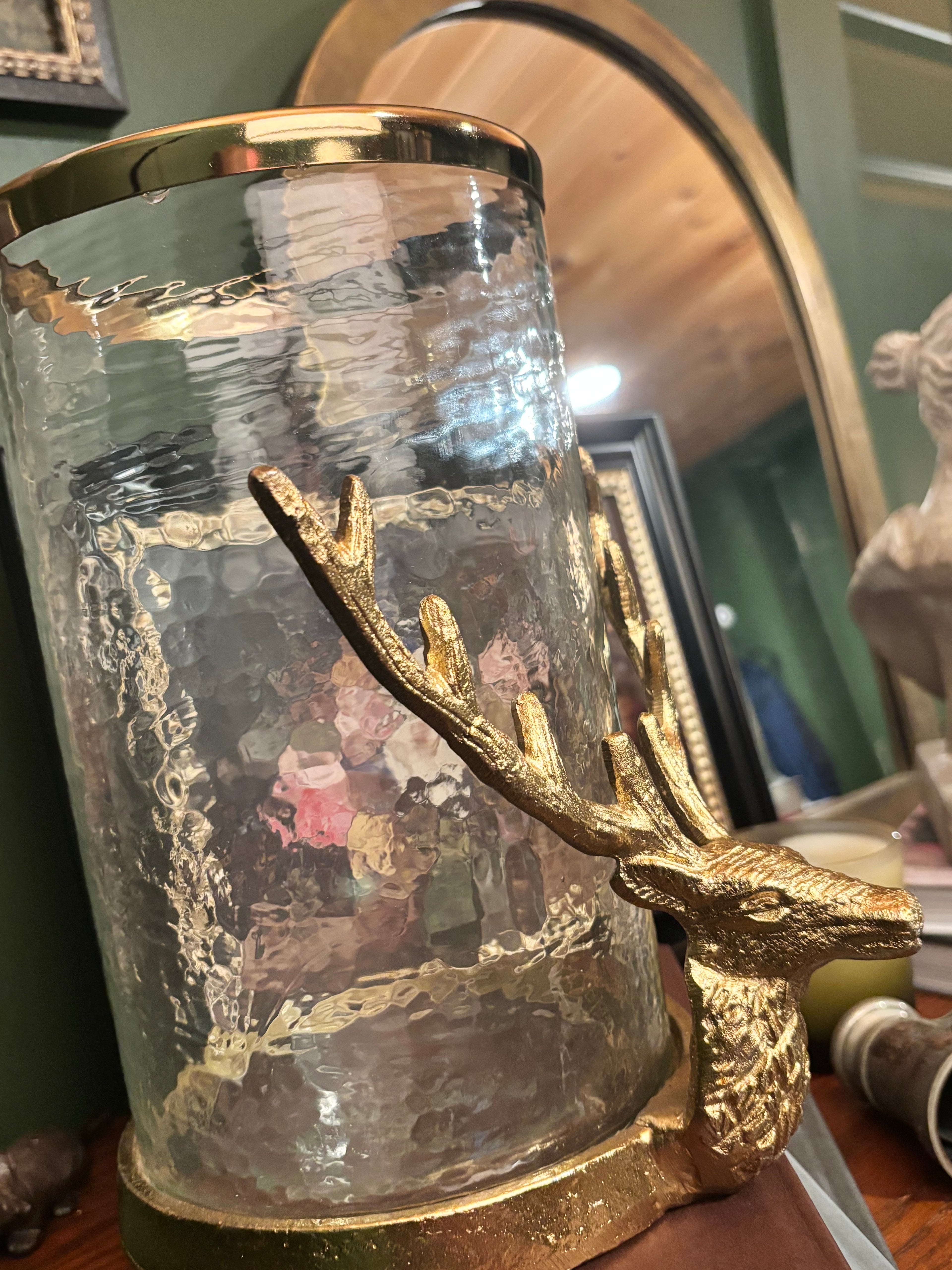 Golden stag hurricane/vase