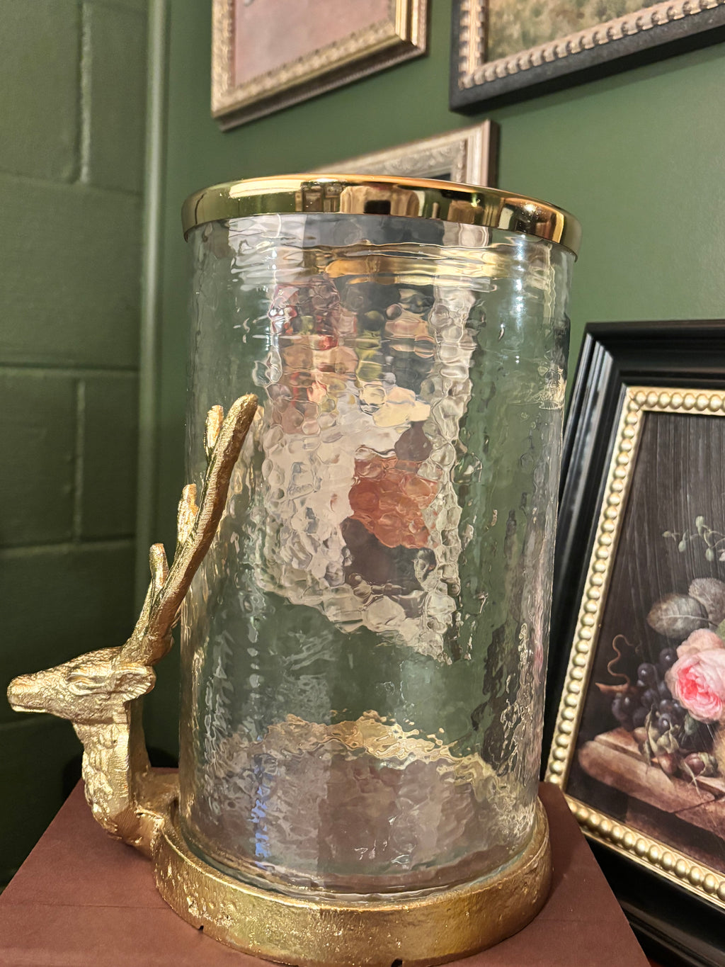 Golden stag hurricane/vase