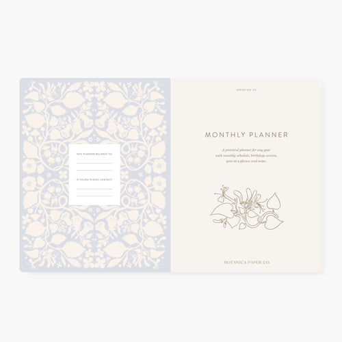 BLUE FLORAL | Undated Monthly Planner