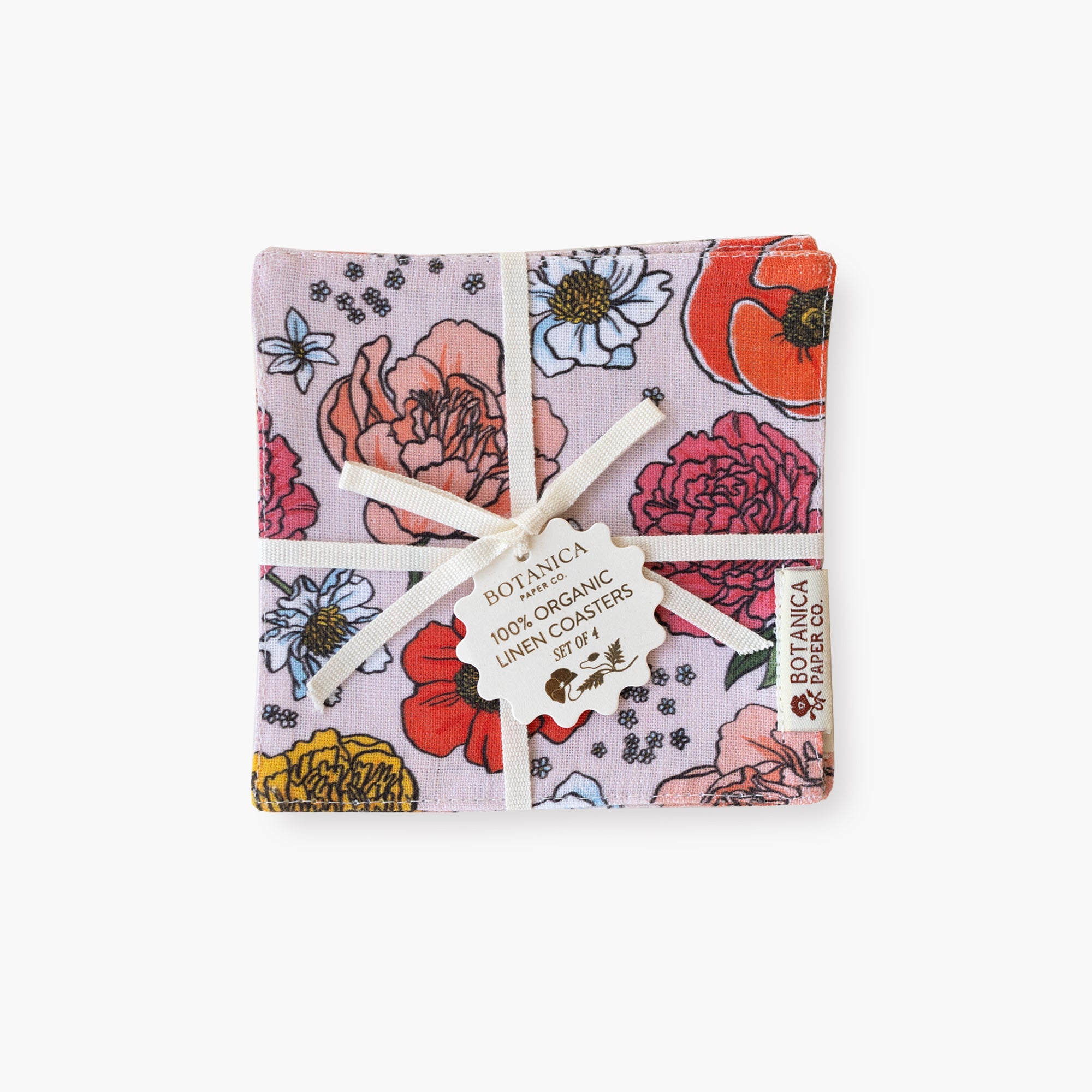 GARDEN FLORA | LINEN COASTERS, SET OF 4