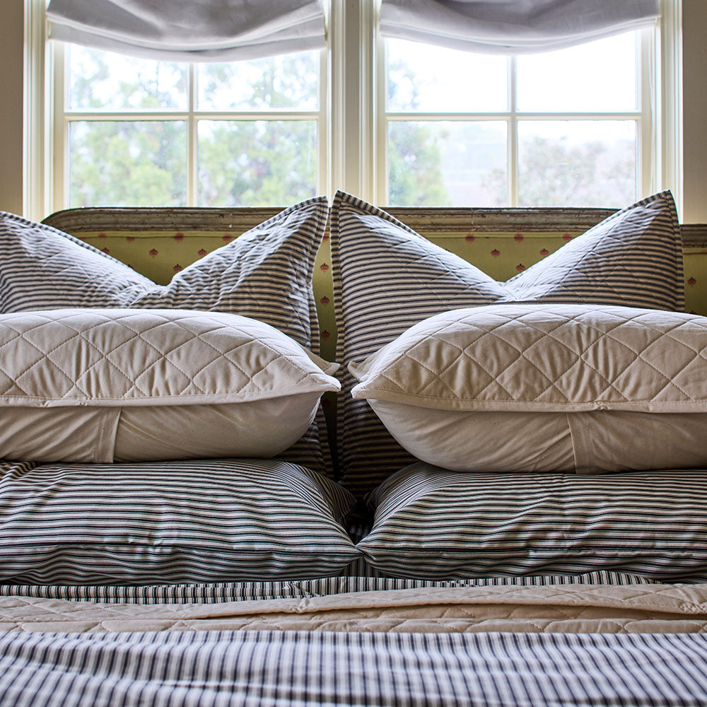 Ticking Stripe Quilted Pillow Sham - Last Chance + Final Sale!