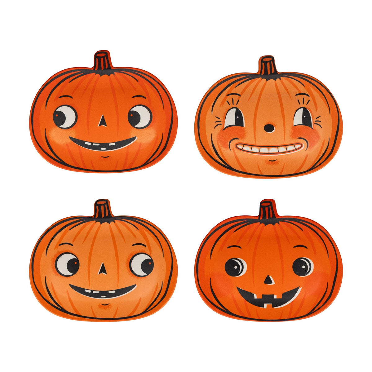 Vintage Pumpkin Bamboo Plates set of 4