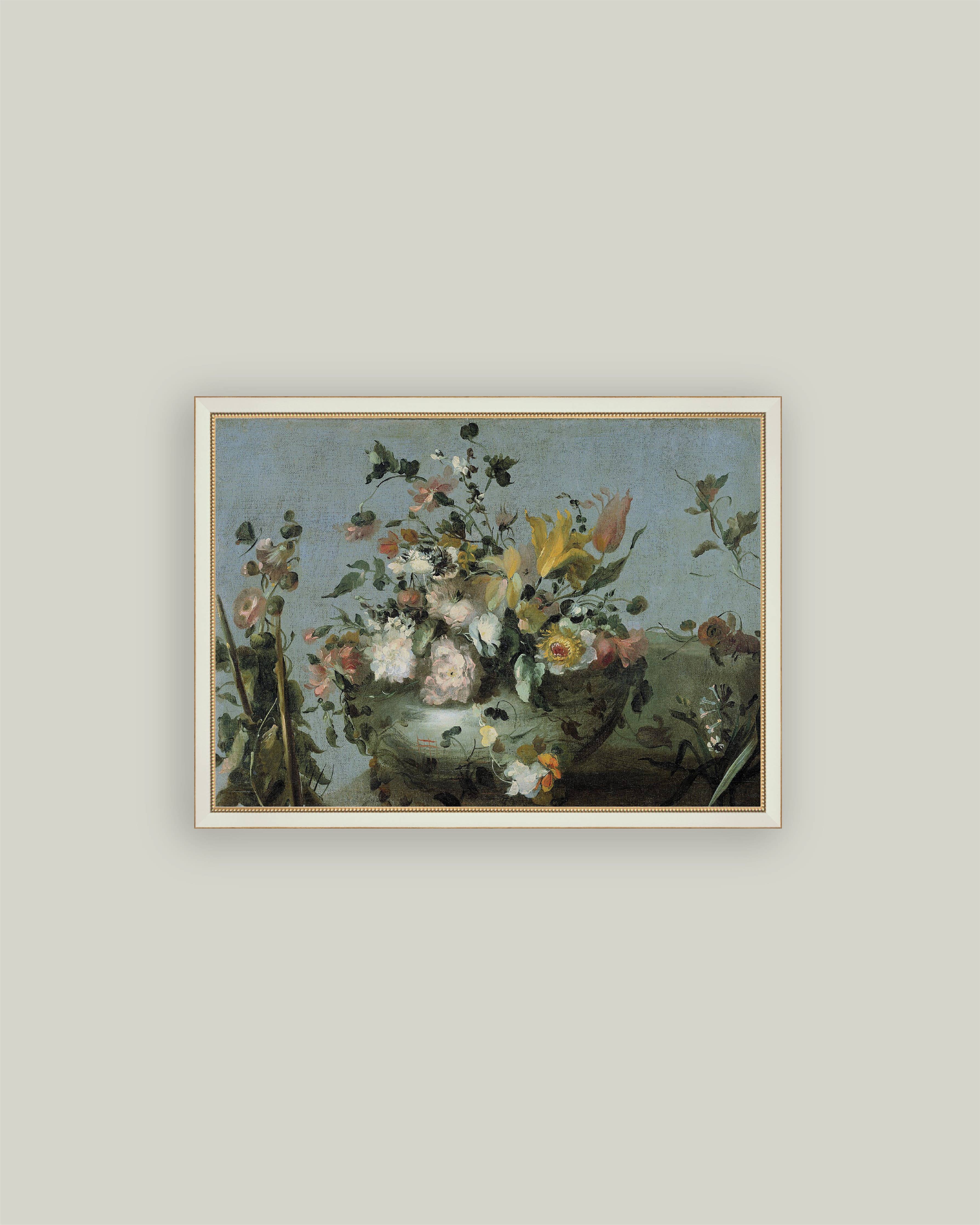 Blue Still Life with Flowers