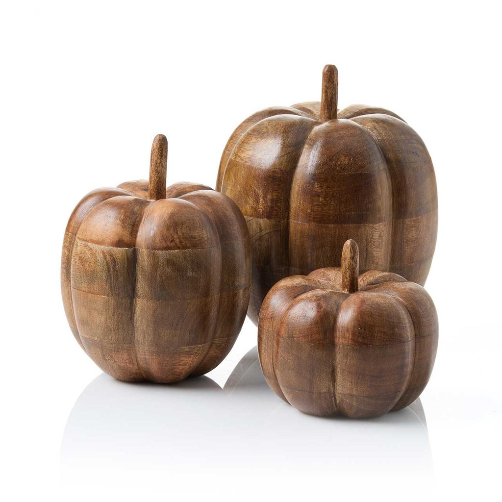 Mango Wood Fall Pumpkins - Set of 3
