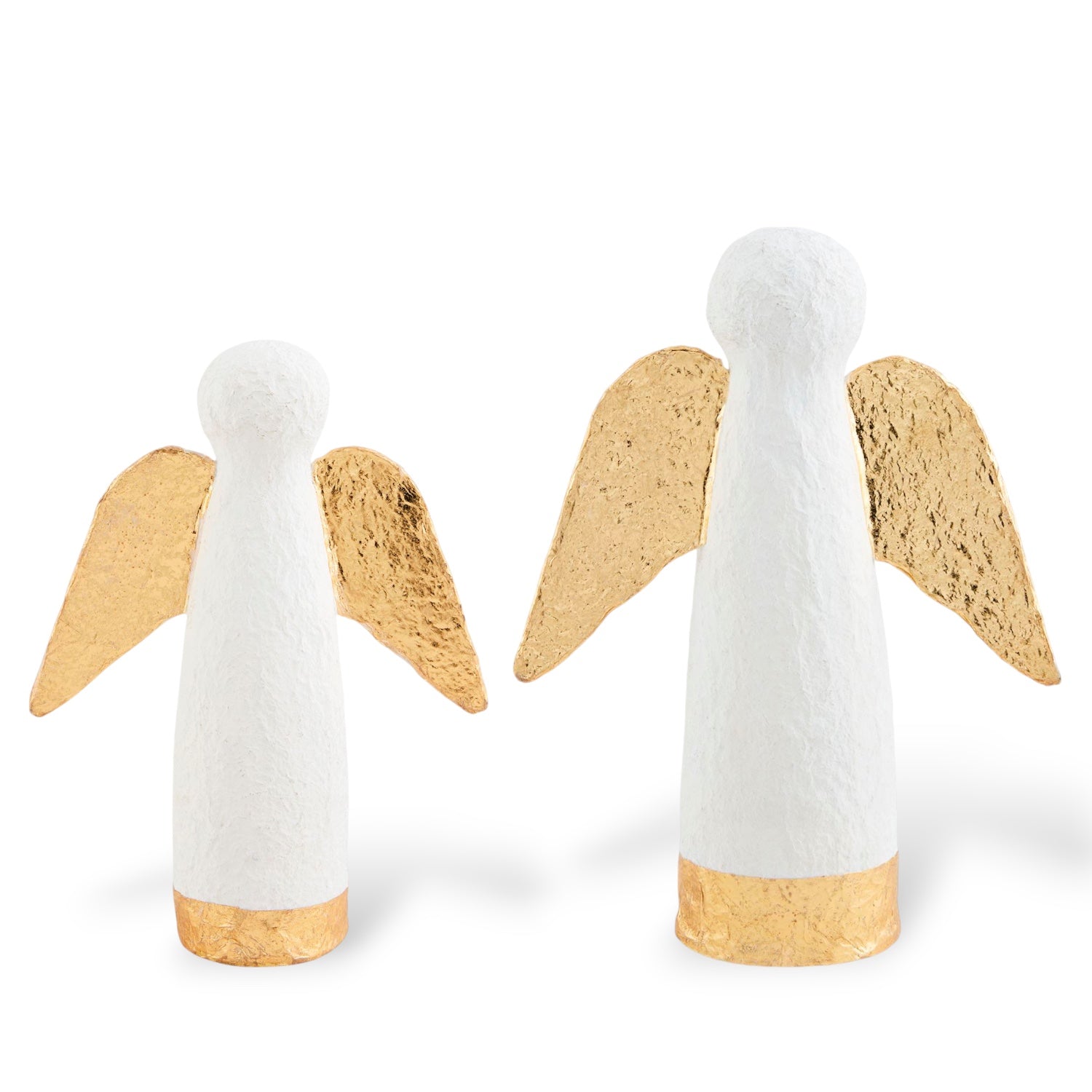 Hand-Painted Paper Mache Gold Angel Sitters